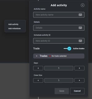 Add and edit an activity in the phase plan