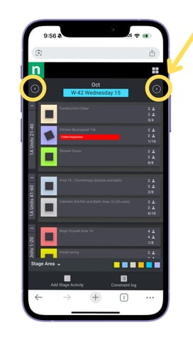 Mobile - navigate days