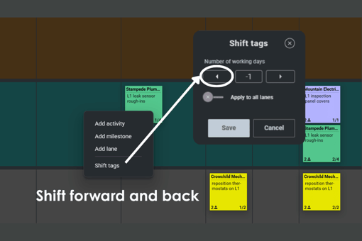 Shift tags backwards