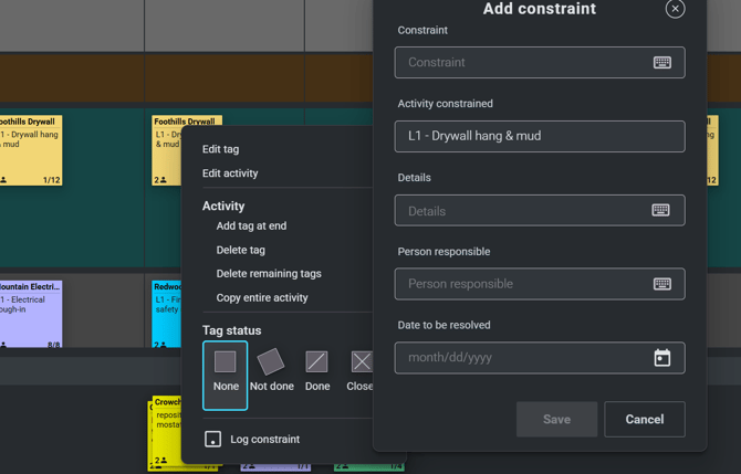 Adding a constraint - weekly plan - Nialli Visual Planner