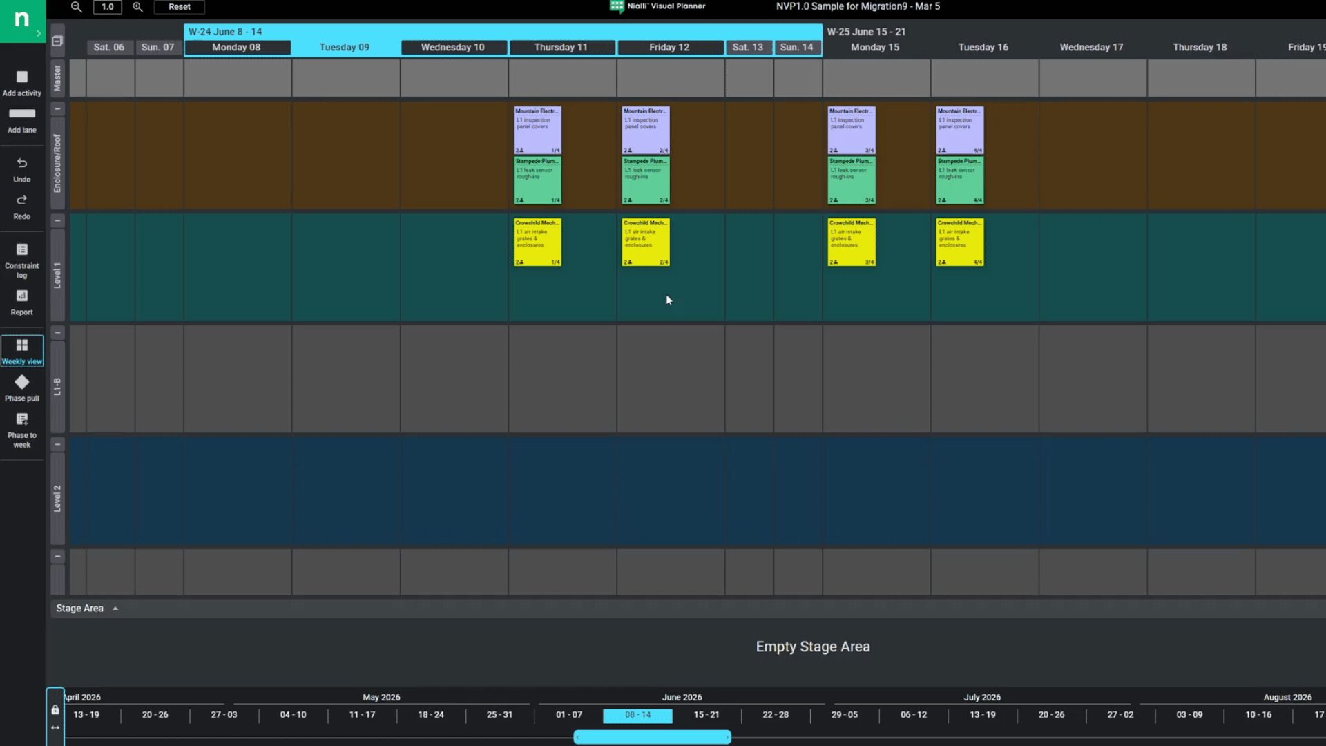 Shift tags forward in Nialli Visual Planner.