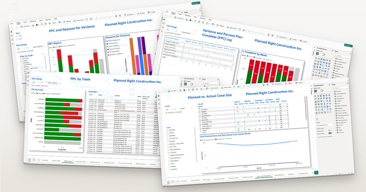 A selection of bar charts and line graphs representing planning data.