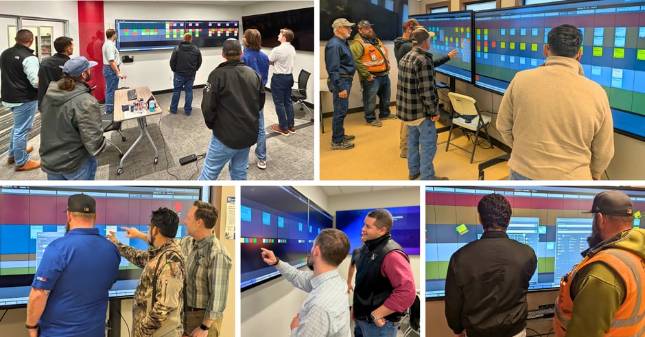 Collage of various teams at Austin Commercial using Nialli Visual Planner for digital pull planning.