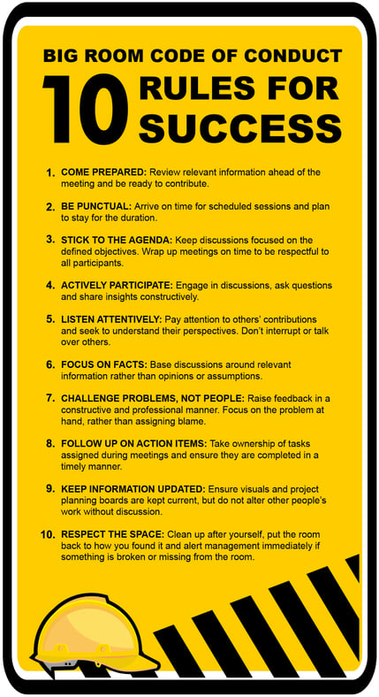 Big Room Code of Conduct - 10 rules for success.