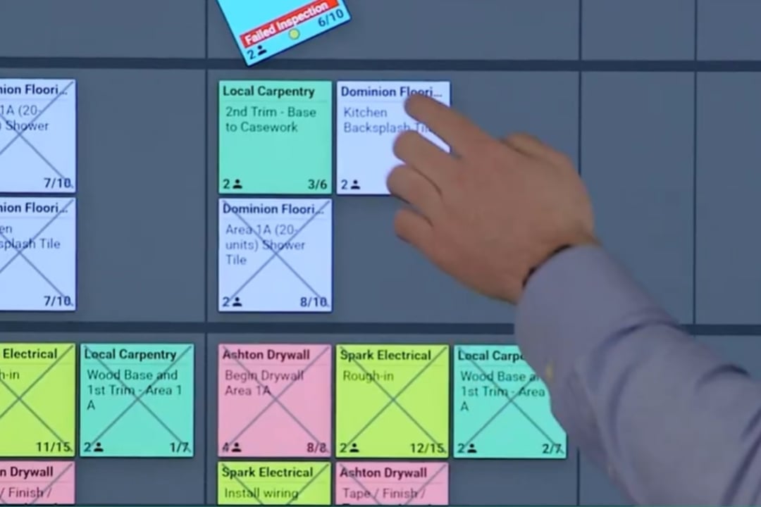 Nialli resources - videos. Close up shot of user moving digital sticky note on interactive display.