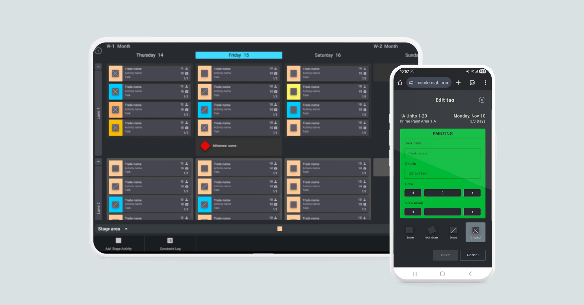 Mobile and tablet view - Nialli Visual Planner